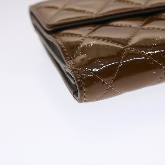CHANEL Matelasse Wallet Patent Leather Brown CC Auth yk7893 - Picture 16 of 16